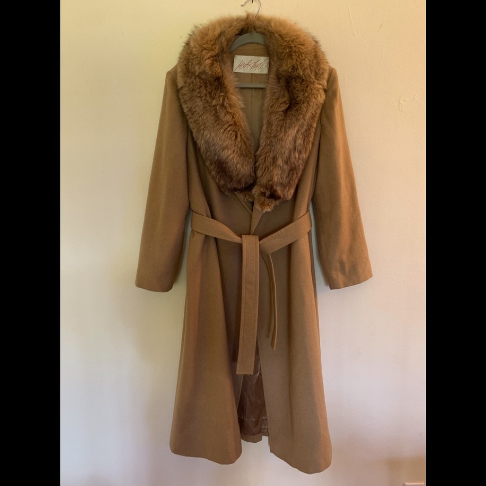 Vintage authentic mink fur and camel hair coat.